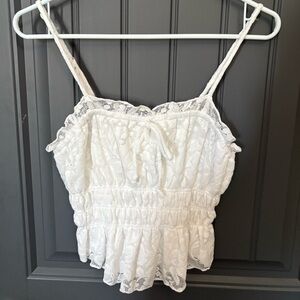 White Floral Lace Sleeveless Crop Top